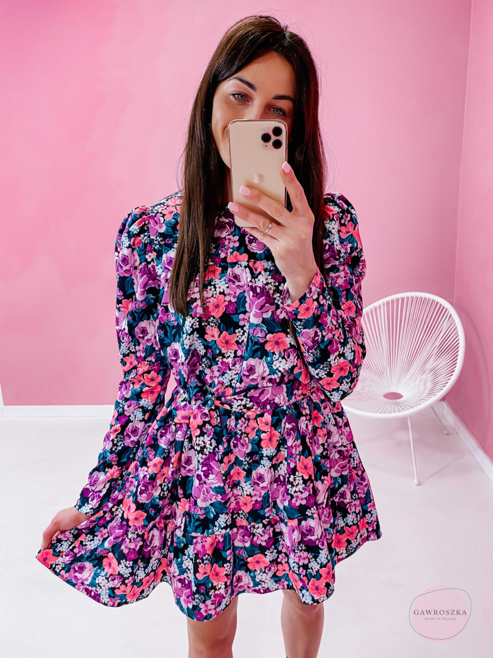 Sukienka Laura - fioletowe kwiaty 2