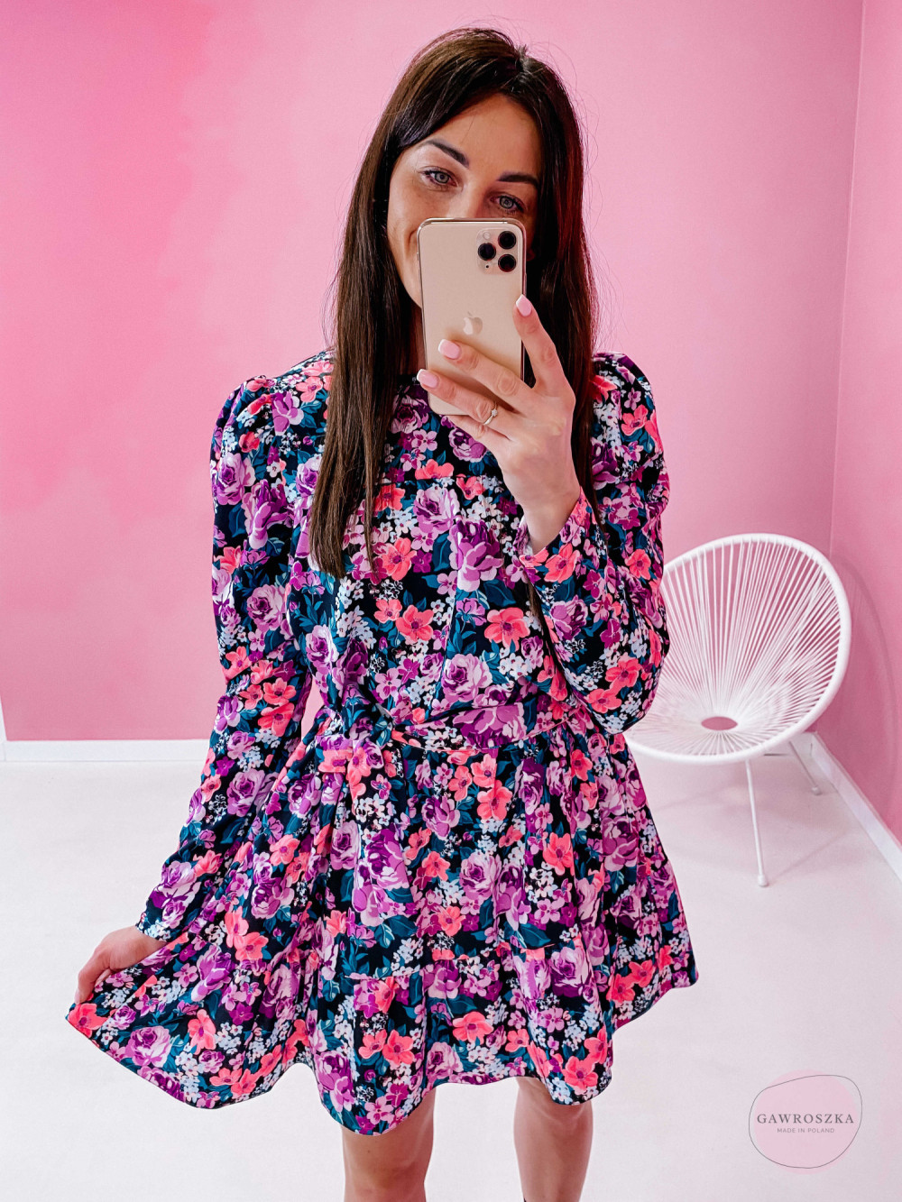Sukienka Laura - fioletowe kwiaty 4