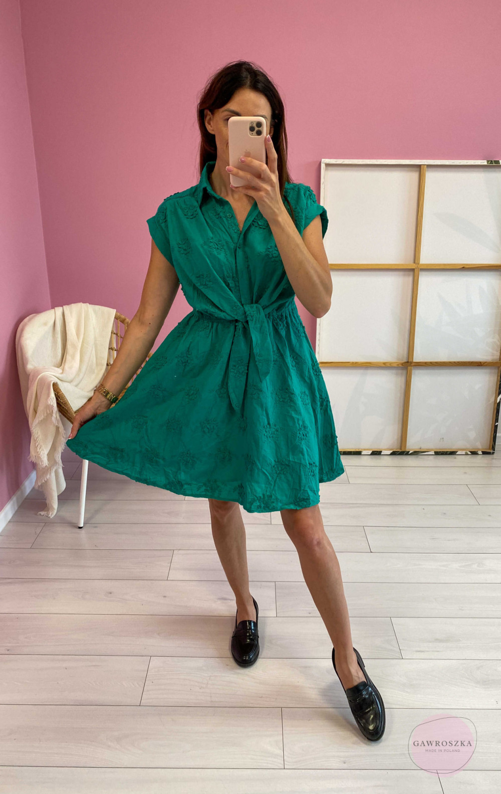 Sukienka haftowana Cher - zielona 3