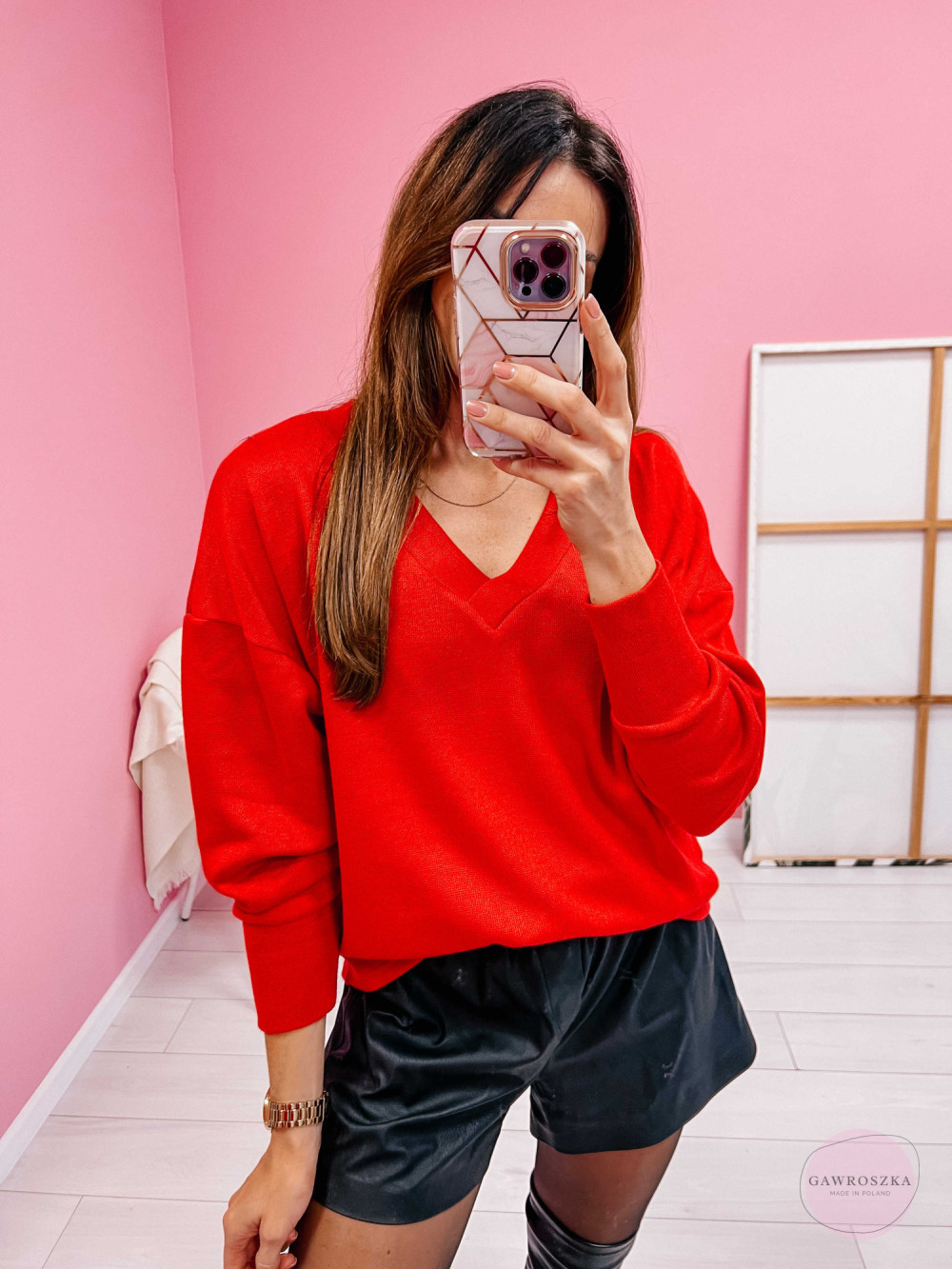 Bluzka sweterkowa Gisele - czerwona 4