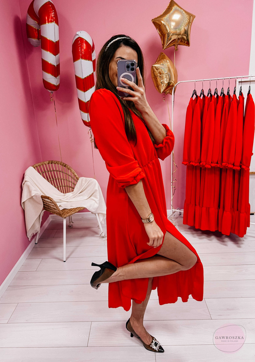 Sukienka Midi Klara - czerwona 4