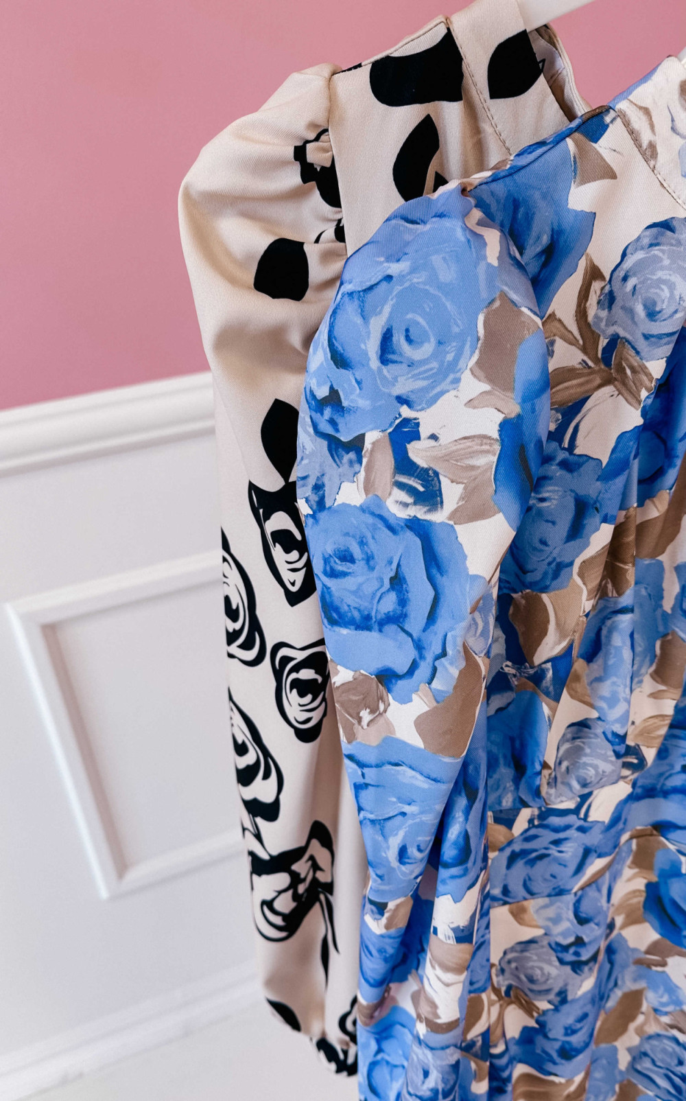 Sukienka Flora - beżowa w niebieskie kwiaty 2