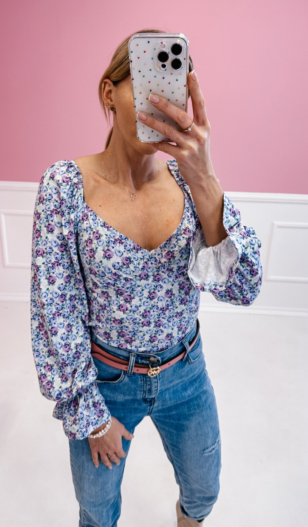 Bluzka Shoulder - drobne fioletowe kwiatuszki 5