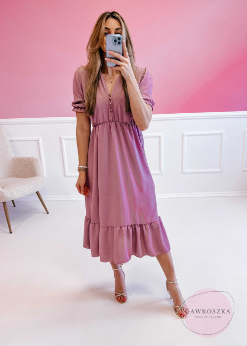 Sukienka Midi Klara z krótkim rękawem - fioletowa
