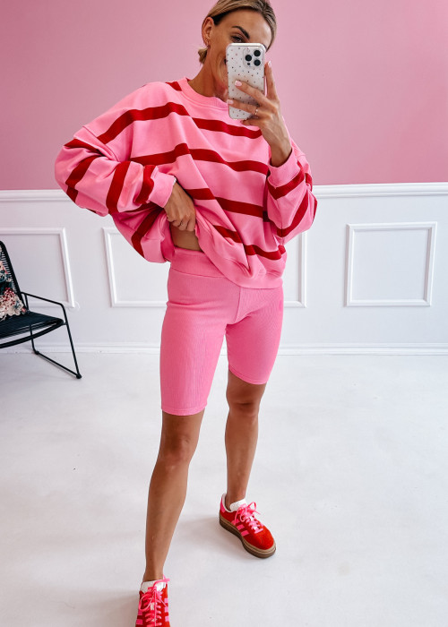 Bluza Lena - różowe grube paski