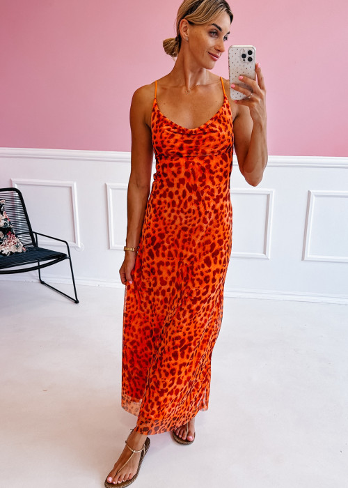 Sukienka Selene- pomarańczowa panterka