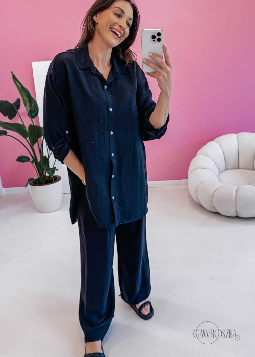 Komplet Long Shirt - czarny