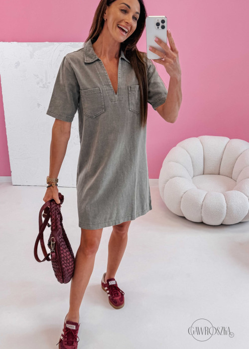 Sukienka jeansowa mini Paris - khaki