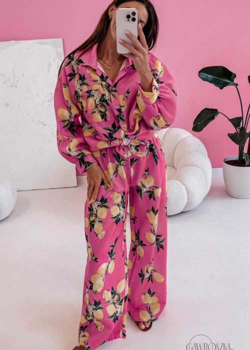 Komplet maxi Hello Summer - fuksja w cytryny