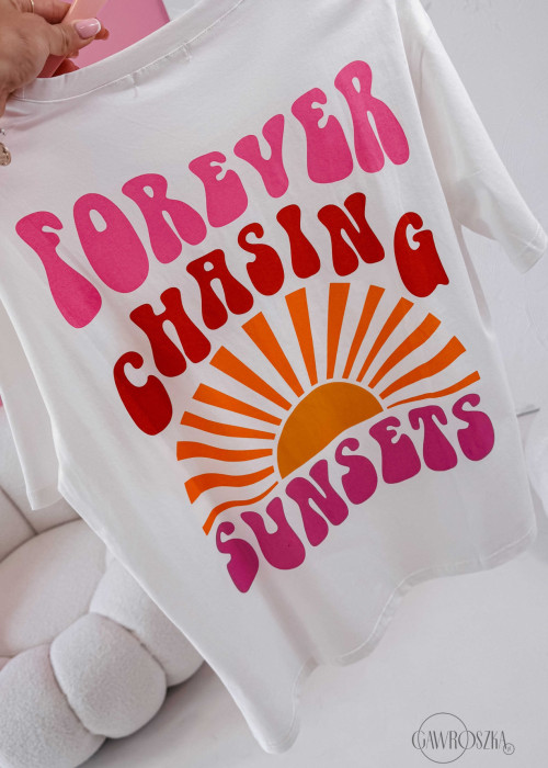 T shirt sunsets - biały